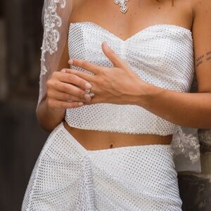 12th Tribe Sabrina Rhinestone Mesh Mini Skirt Size LL